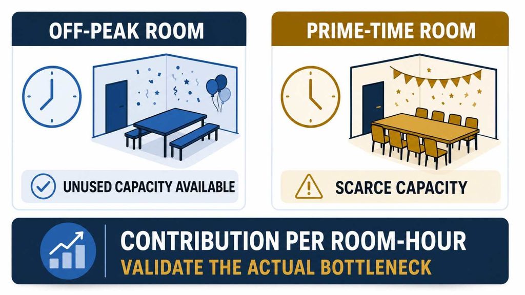 contribution per party room hour